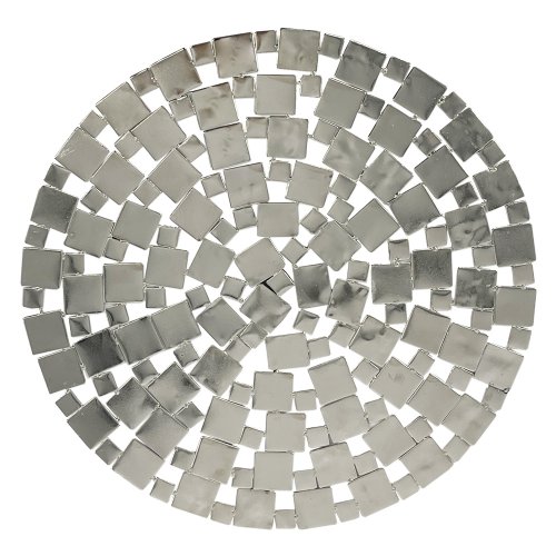 Modern Squares Silver Metal Round Placemat