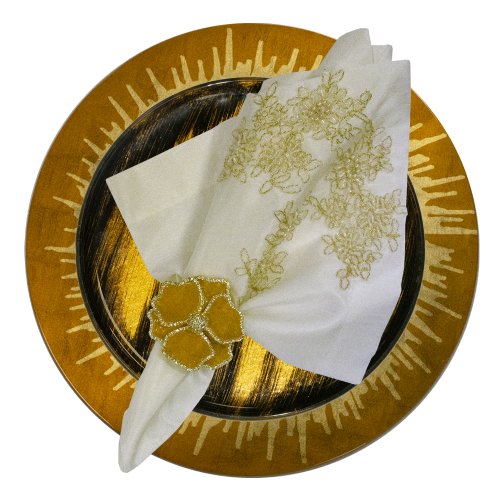 Gold Splash on Mustard Round Lacquer Placemat