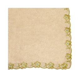 Pink Napkin with Gold and Silver Flower Embroidery