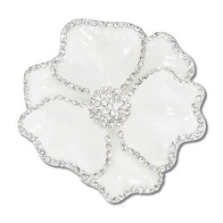 White Flower Napkin Ring with Crystal Border