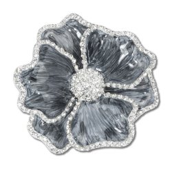 Shark Grey Flower Napkin Ring with Crystal Border
