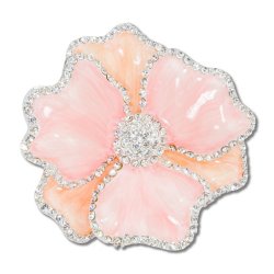 Peach Flower Napkin Ring with Crystal Border
