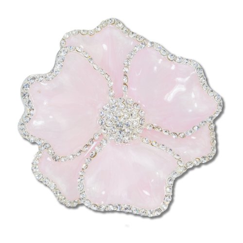 Blush Pink Flower Napkin Ring with Crystal Border