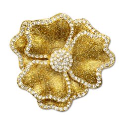 Gold Sparkles Flower Napkin Ring with Crystal Border