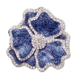 Blue Sparkles Flower Napkin Ring with Crystal Border