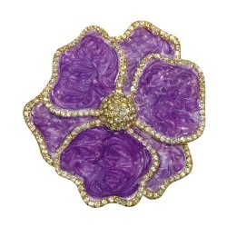 Large Purple Flower Napkin Ring with Clear Crystal Border
