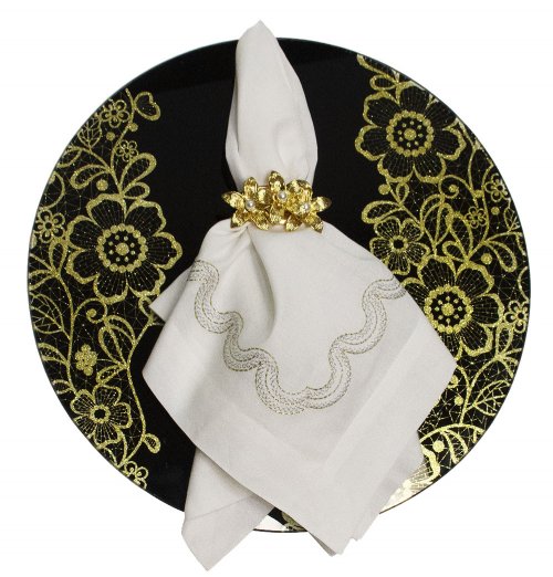Gold and Black Flower Glass Elegant Placemat