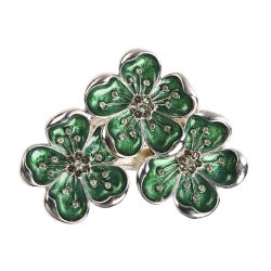 Silver Trio Napkin Ring with Green Enamel