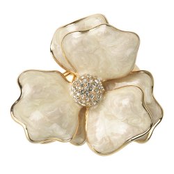 Pearl White NC Flower Crystal Center Napkin Ring 