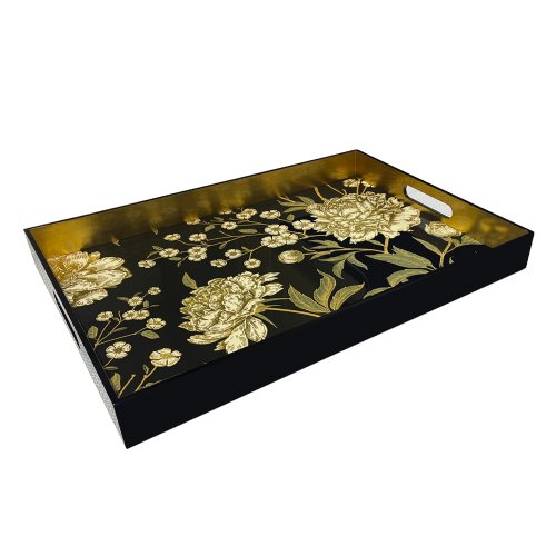 Ora Floral Lacquer Rectangular Tray