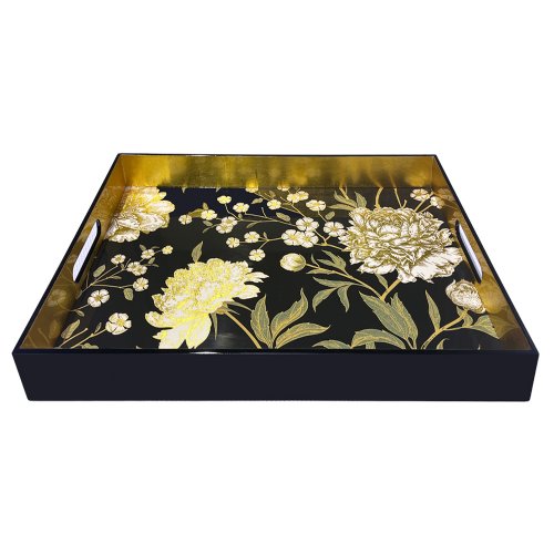 Ora Floral Lacquer Rectangular Tray