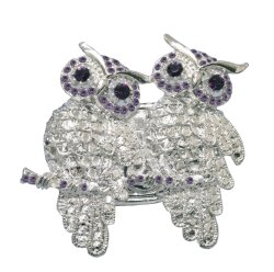 Purple Swarovski Crystals Owl Series Napkin Rings