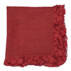 Red Romantic Napkin Linen with volumed Lace Border 