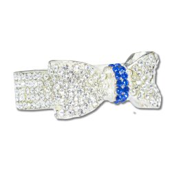 Silver Bow with Blue Center Napkin Ring