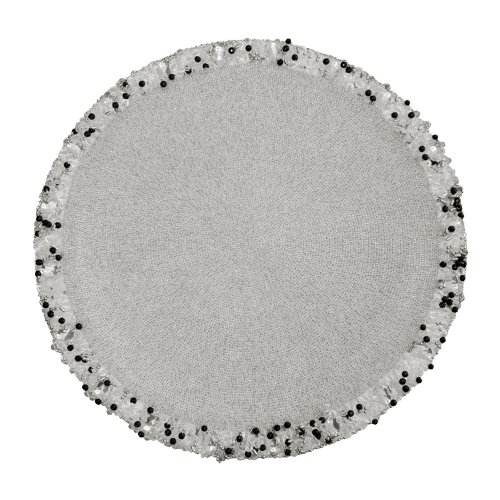 Silver and Black Mixed Beaded Round Placemat