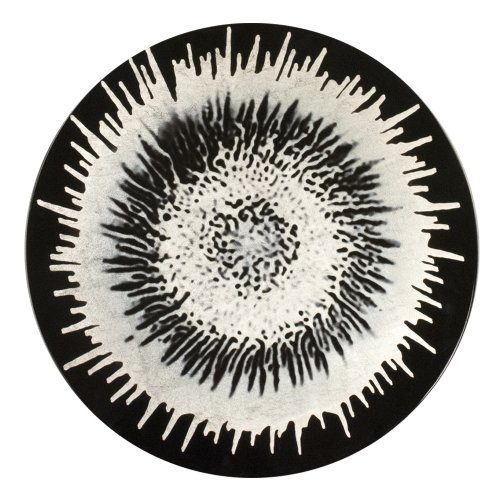 Silver Splash on Black Round Lacquer Placemat