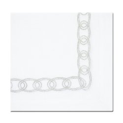 Silver Chain Hand Embroidered White Linen Napkin