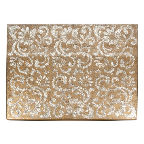 Silver and Tan Glass Lace Mirror Placemat