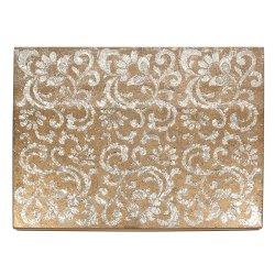 Silver and Tan Glass Lace Mirror  Placemat
