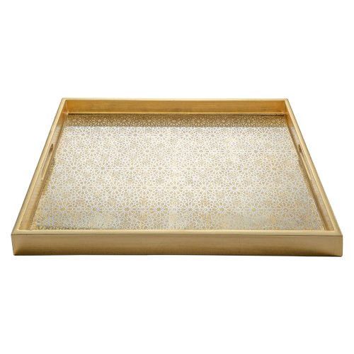 Sparkle Gold Escape Glass Mirror Tray