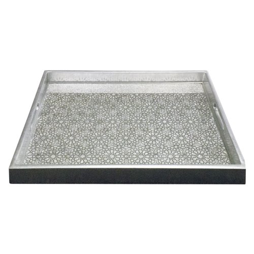 Sparkle silver Escape Glass Mirror Tray