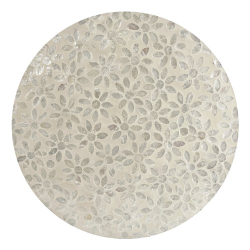 White Floral Shell Round Placemat