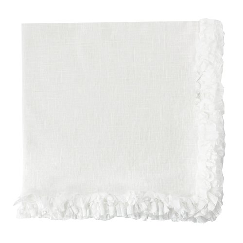 White Romantic Napkin Linen with volumed Lace Border 