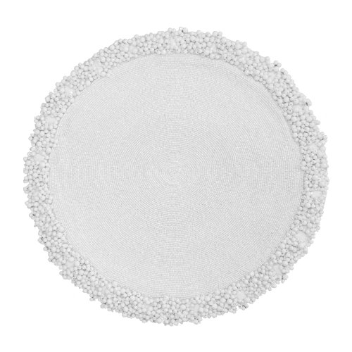 White Classic Hand Beaded Round Placemat
