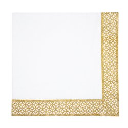 White Napkin with Art Border Design in Gold