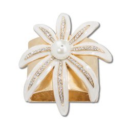 White and Gold Wild Flower Napkin Ring