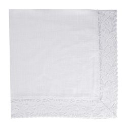 White Linen Napkin With Lace Trimming